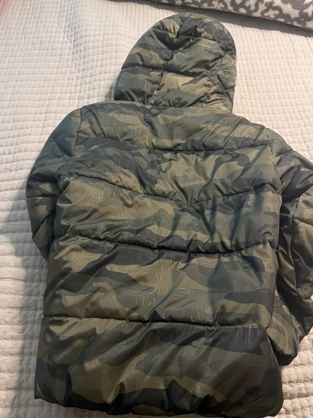 abercrombie kids Olive Green Camo Hooded Puffer Jacket